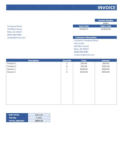 rent invoice template excel