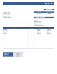 create a simple invoice template in word