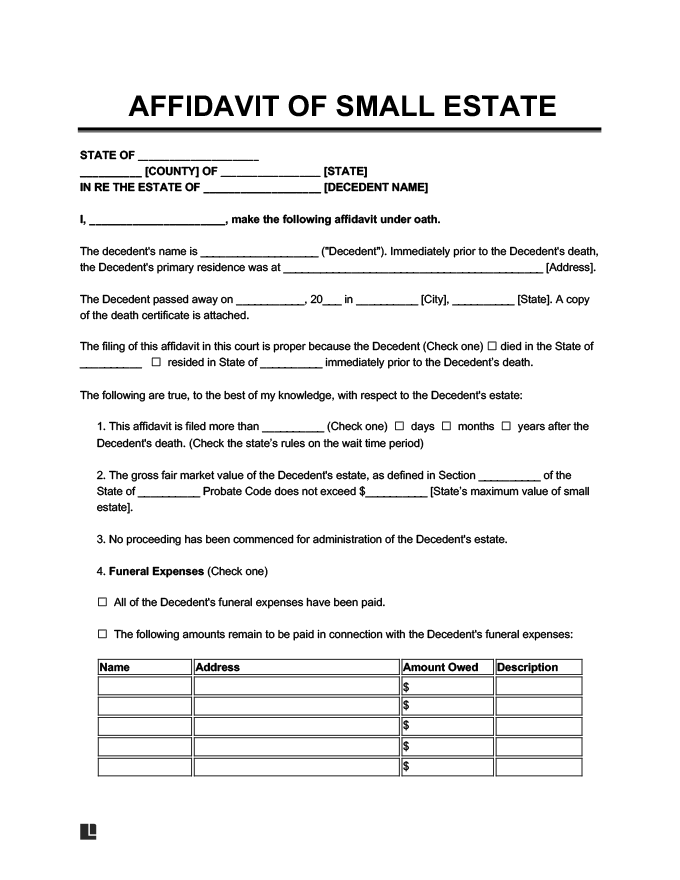 Free Delaware Small Estate Affidavit Form Pdf Word Eforms Vrogue