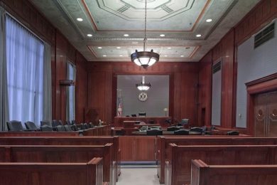 an empty courtroom before the probate process begins