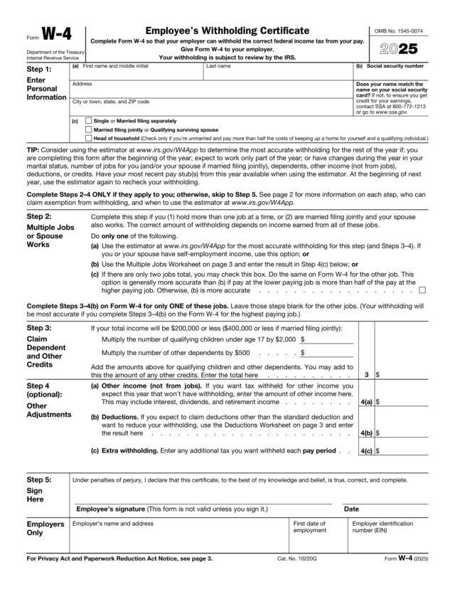 2025 IRS Form W-4