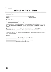 24-Hour Notice to Enter Form