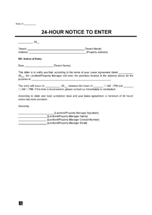 24-Hour Notice to Enter Form