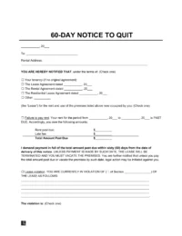 60 Day Eviction Notice Template