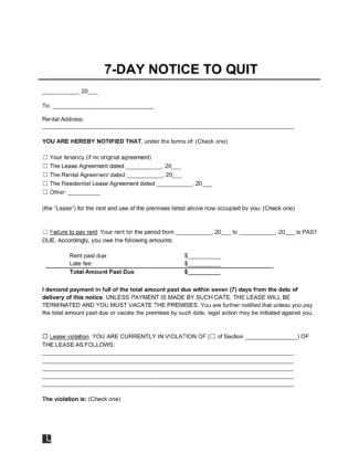7-Day Eviction Notice to Quit Template