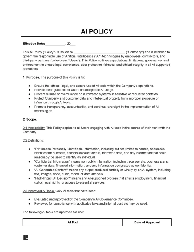 AI Policy Template
