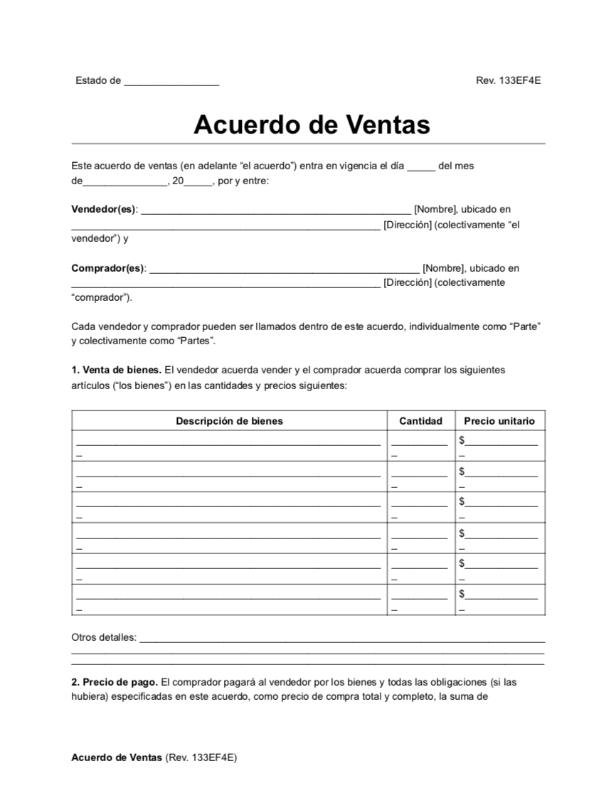 Acuerdo de Ventas
