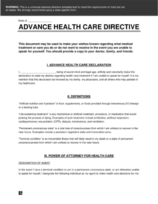Advance Healthcare Directive