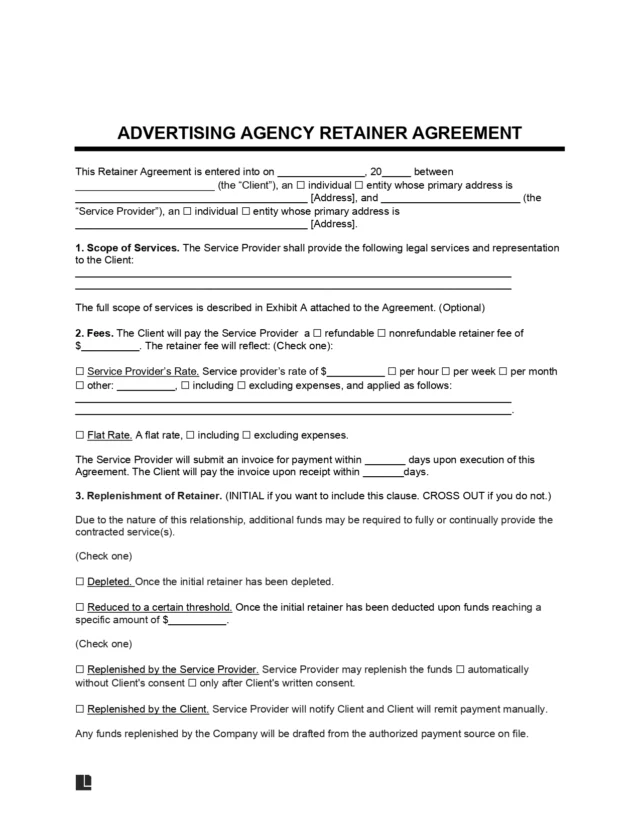 Advertising Agency Retainer Agreement