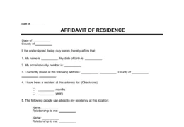 Affidavit of Residence Template