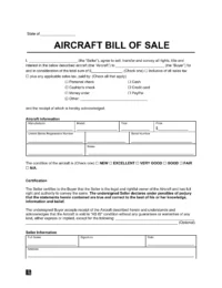 aircraft bill of sale form