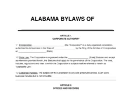 Alabama Corporate Bylaws Template