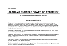 Alabama Durable Statutory Power of Attorney Form