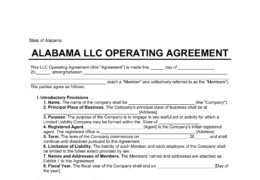 Alabama LLC Operating Agreement Template