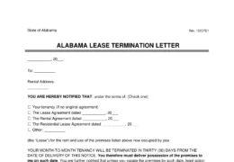 Alabama Lease Termination Letter Template