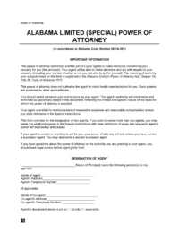 Alabama Limited Power of Attorney Form