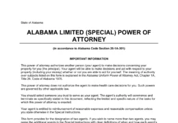 Alabama Limited Power of Attorney Form