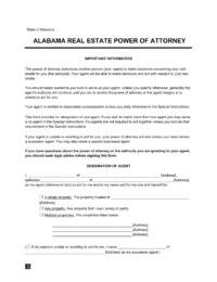 Alabama Real Estate Power of Attorney Form