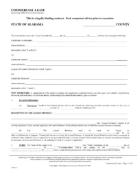 Alabama Realtor Commercial Lease Agreement Template