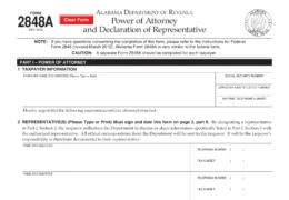 Alabama Tax Power of Attorney Form 2848A