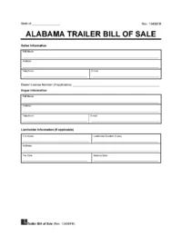 Alabama Trailer Bill of Sale Template