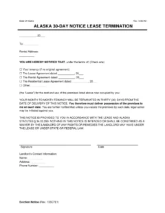 Alaska 30-Day Notice Lease Termination
