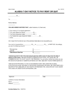 Alaska 7-Day Notice to Quit for Non-Payment of Rent