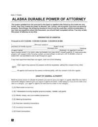 Alaska Durable Statutory Power of Attorney Form