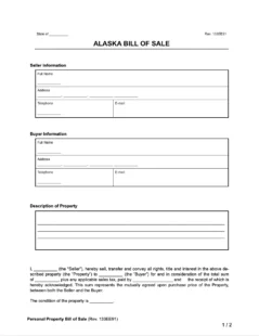 Alaska Bill of Sale Template