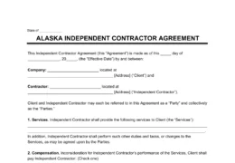 Alaska Independent Contractor Agreement Sample