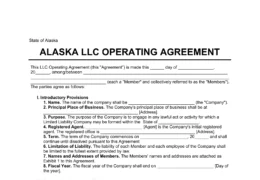 Alaska LLC Operating Agreement Template