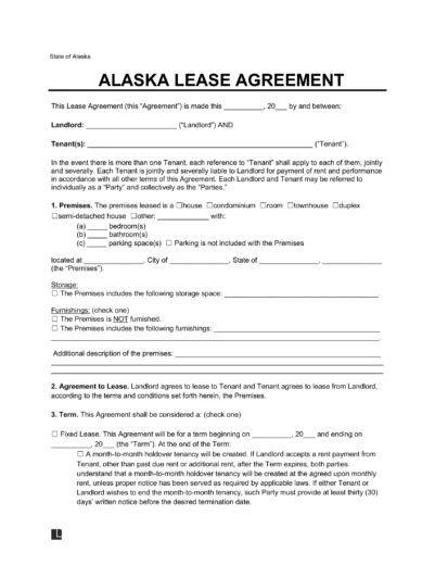 Alaska Lease Agreement Template