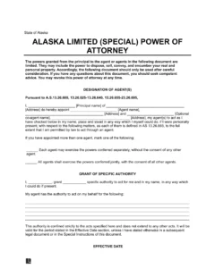 Alaska Limited Power of Attorney Form