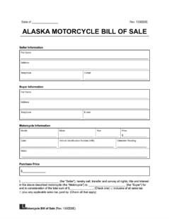 Alaska Motorcycle Bill of Sale Template
