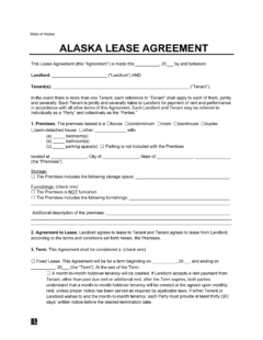 Free Alaska Standard Lease Agreement Template | PDF &amp; Word