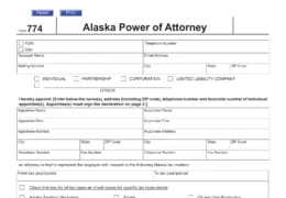Alaska Tax Power of Attorney Form POA 774