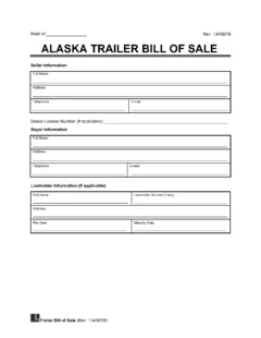 Alaska Trailer Bill of Sale Template