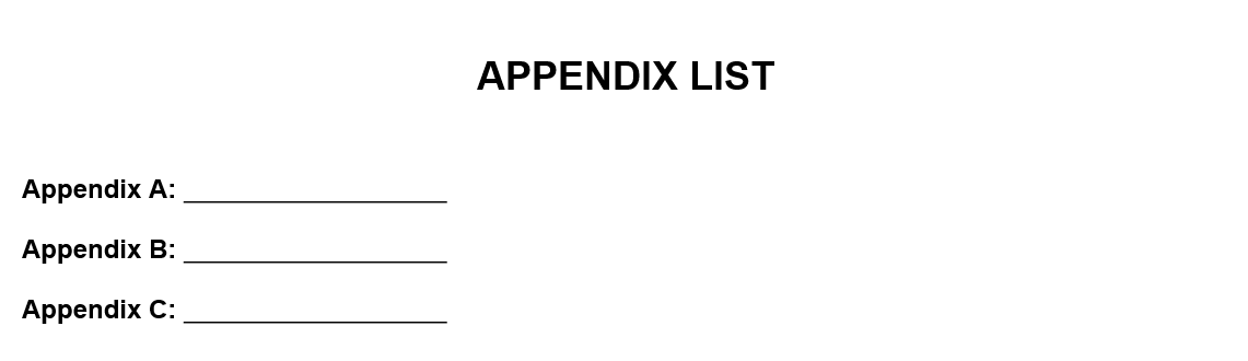 An example of the appendix section in our business plan template.