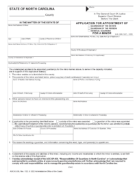 North Carolina Application for the Appointment of a Guardian for a Minor