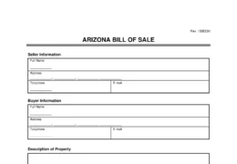 Arizona Bill of Sale Form