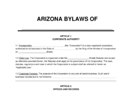 Arizona Corporate Bylaws Template