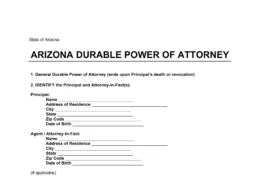 Arizona Durable Power of Attorney Form