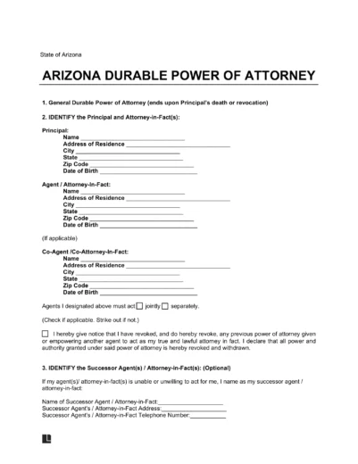 Arizona Durable Power of Attorney Form