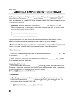 Arizona Employment Contract Template