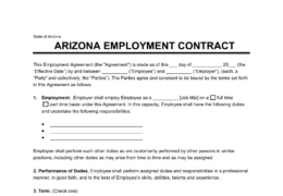 Arizona Employment Contract Template