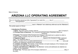 Arizona LLC Operating Agreement Template