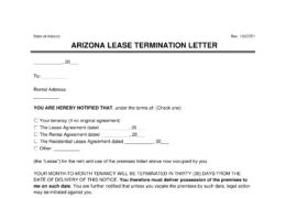 Arizona Lease Termination Letter Template