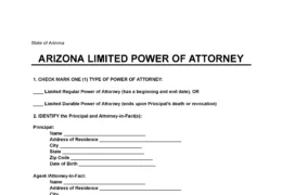 Arizona Limited Power of Attorney Form