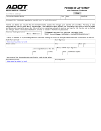 Arizona Motor Vehicle Power of Attorney with Odometer Disclosure Form 48-7104