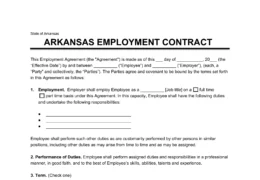 Arkansas Employment Contract Template